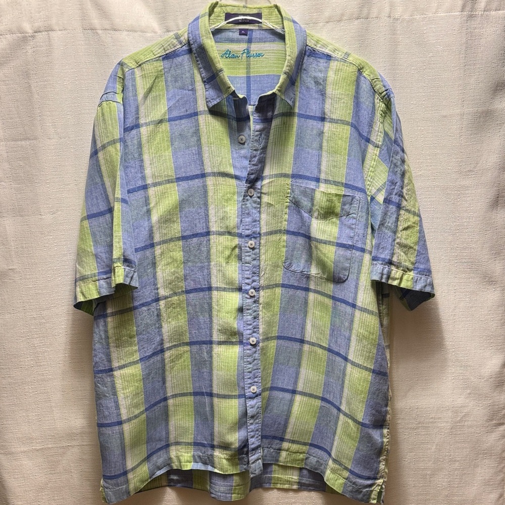 Alan Flusser Green and Blue Checkered Shirt